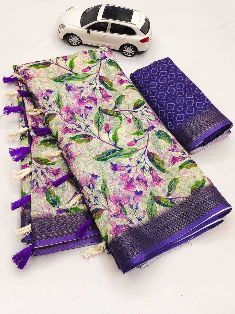 MG 313 Plain Linen Printed Designer Fancy Saree Wholesalers In Delhi